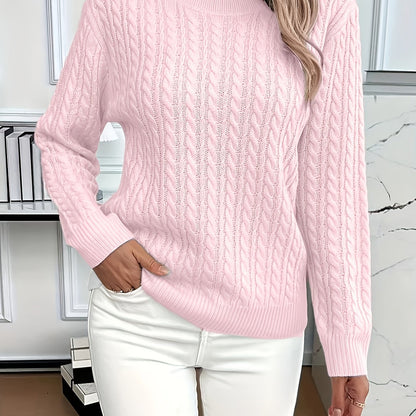 Ins Twist Round Neck Pullover Sweater Fashion Solid Color Long-sleeved Knitted Top For Women