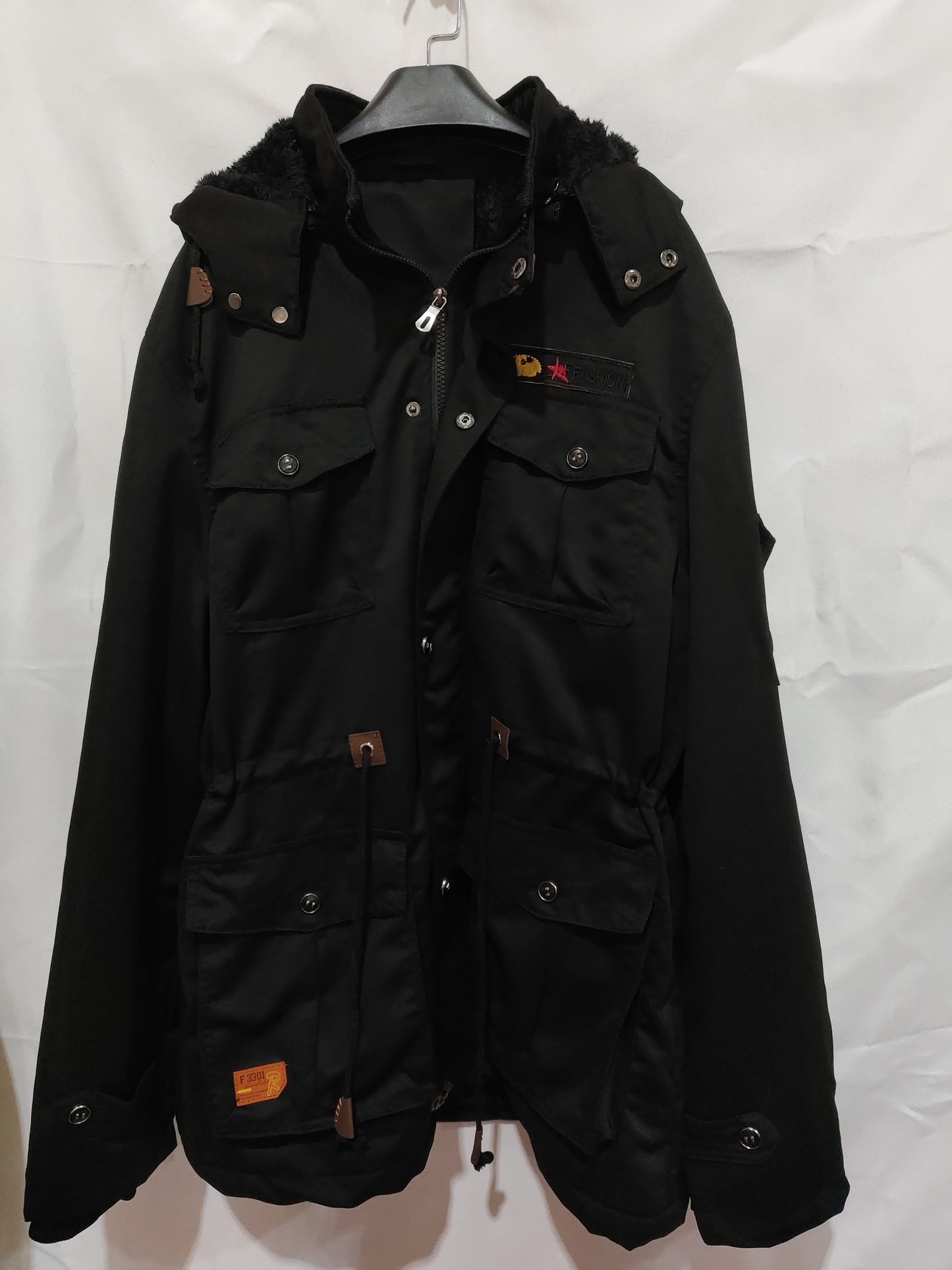 Winter Zip-up Coat Warm Thickened Detachable Hooded Jacket Multi-pocket  Button Drawstring Long Sleeve Tops Men's Cargo Clothing